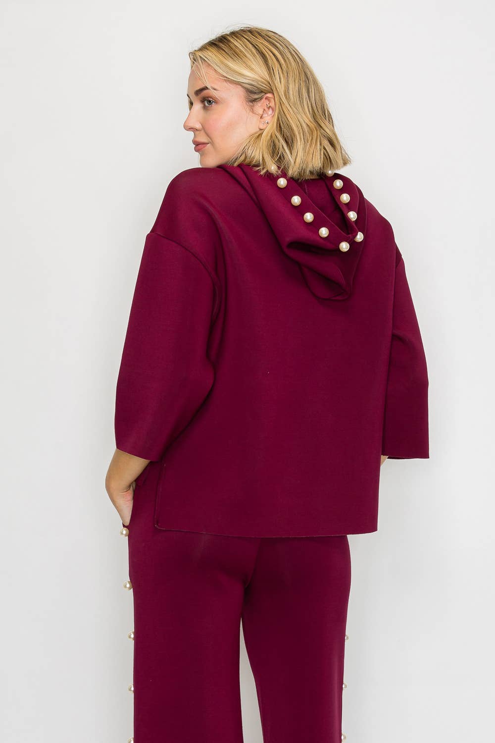 Francine  Scuba Pearl Hoodie: Black/ L