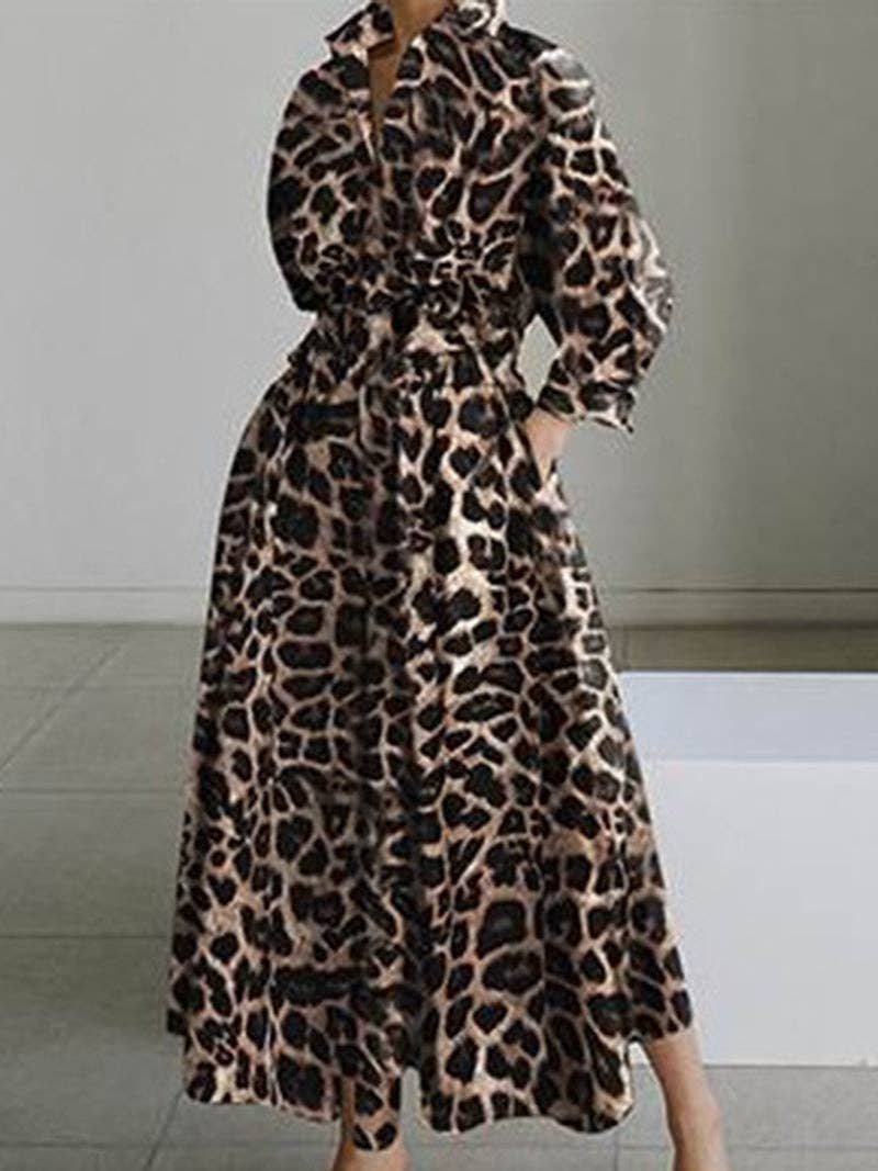 Leopard Print Maxi Dress: LEOPARD / L