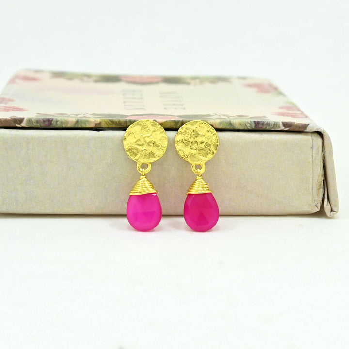 Abigail Earring Gold Plated - Pink Onyx