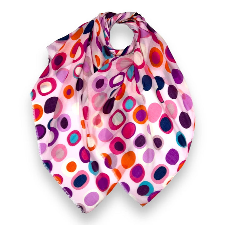 Retro style dots scarf : White