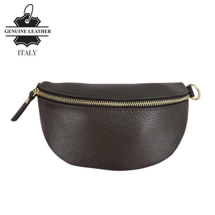 Italian Leather Waist Bag: Orange