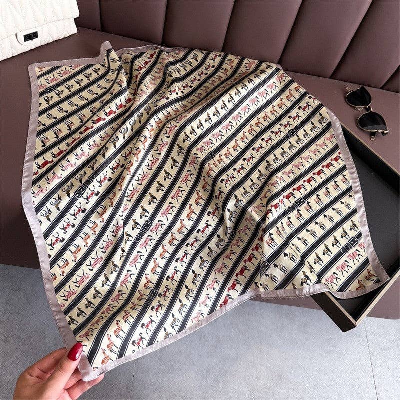 Sheer Trend - Fashion Print Square Scarf: BLACK