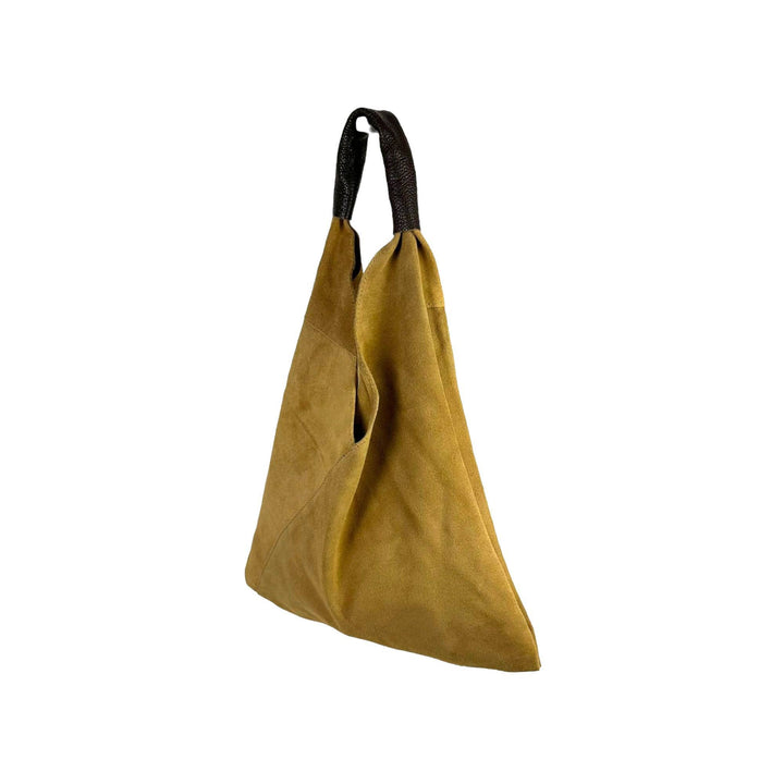 Suede Leather Shoulder Bag: Camel
