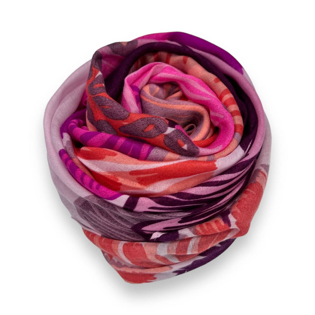Big flower printed scarf: Mocca