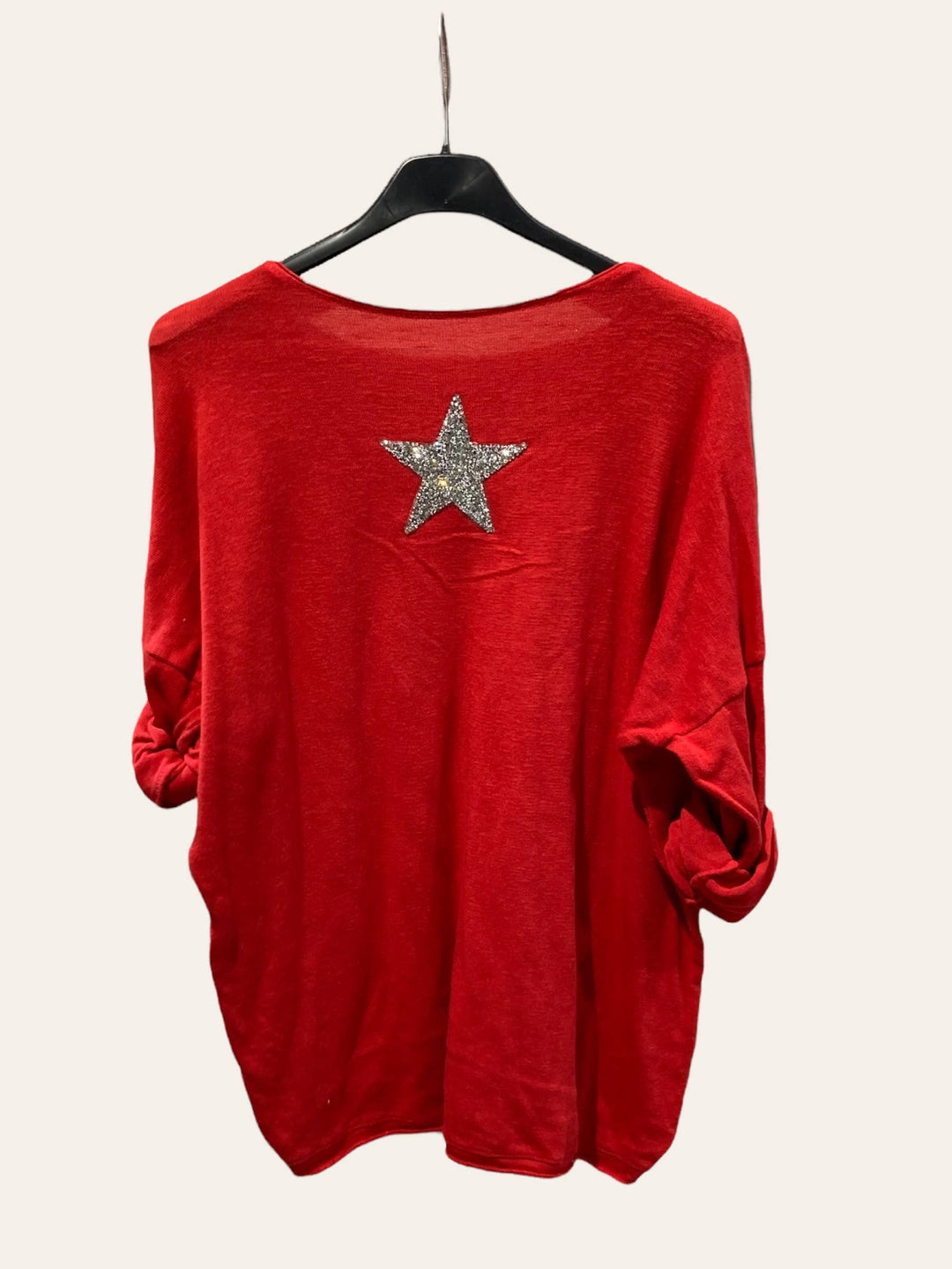 Cotton top with a rhinestone star : SKY BLUE