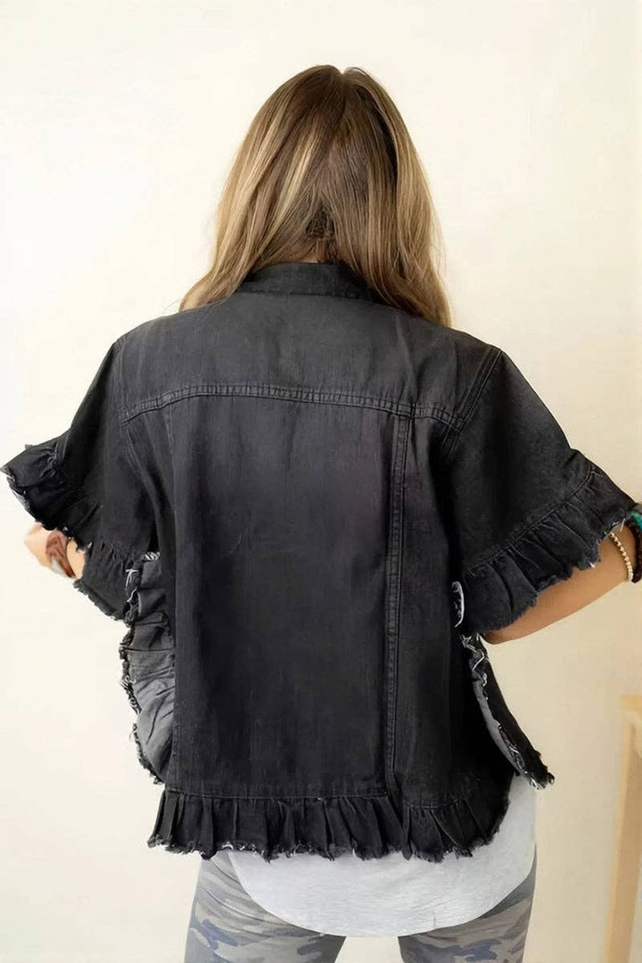Frayed Denim Jacket: BLUE / M