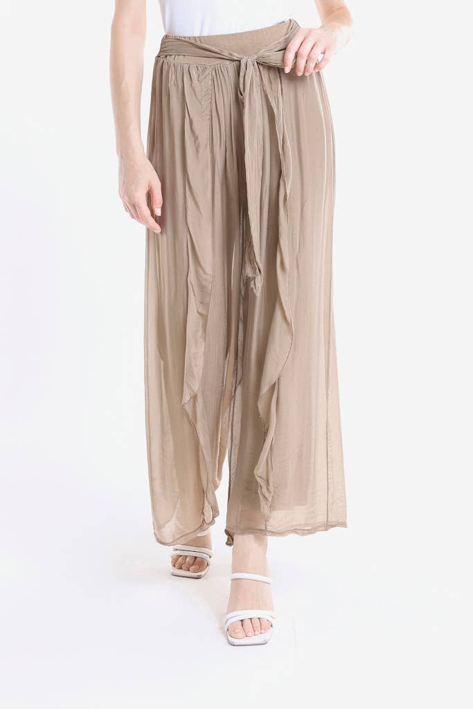 Wrap Front Silk Pant (PL214):Navy