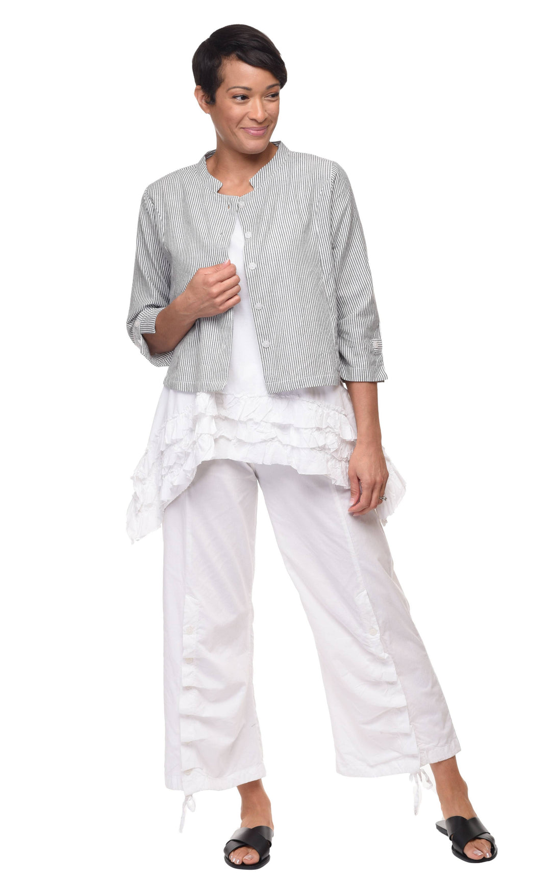 Tulip Clothing - CV13 Dakota Jacket Top in Ticking Stripe*: XS