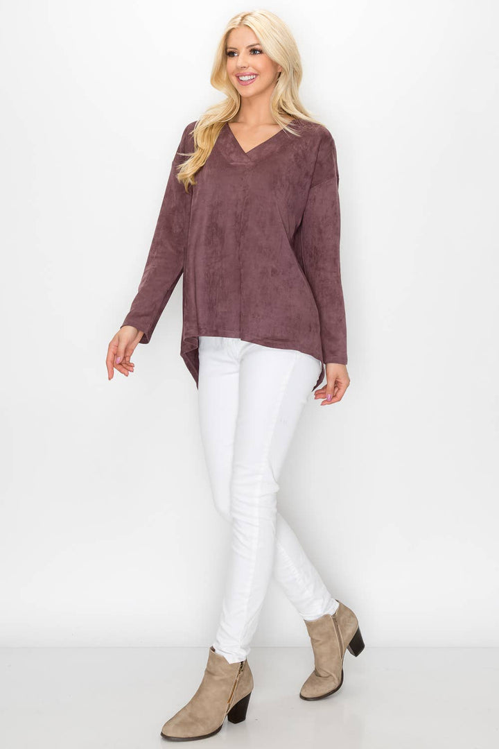 Andrea Stretch Suede Top: PEACOCK / M / A5415