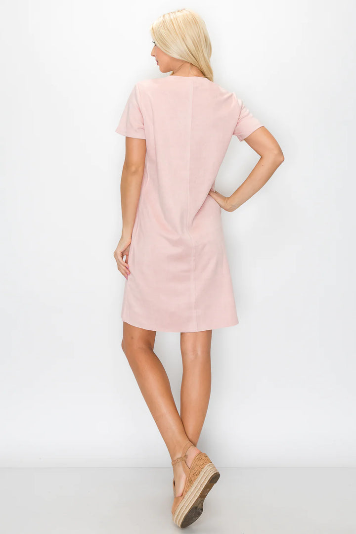 Washable V-Nk Suede Dress A8449v