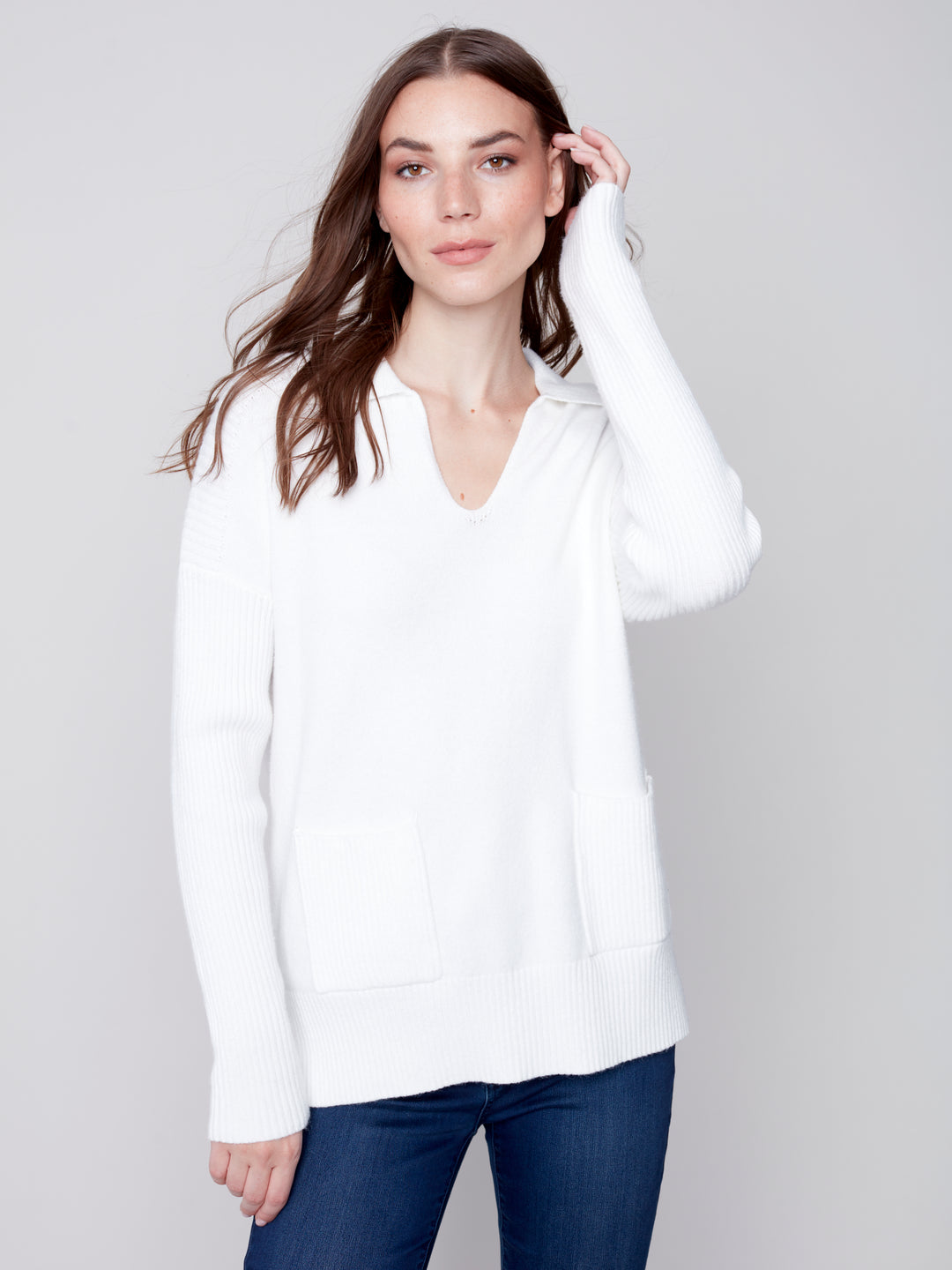 V Neck Collar Sweater C2547