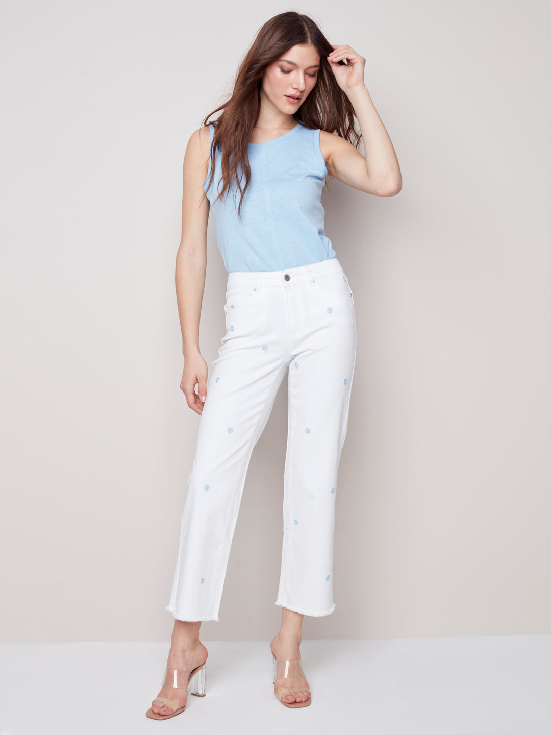 Embroidered Wide Leg Jeans - Daisy - C5324E