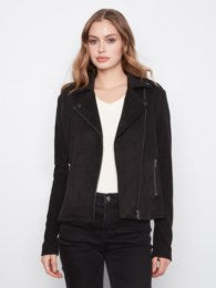 C6427 SUEDE JKT KNIT SLV