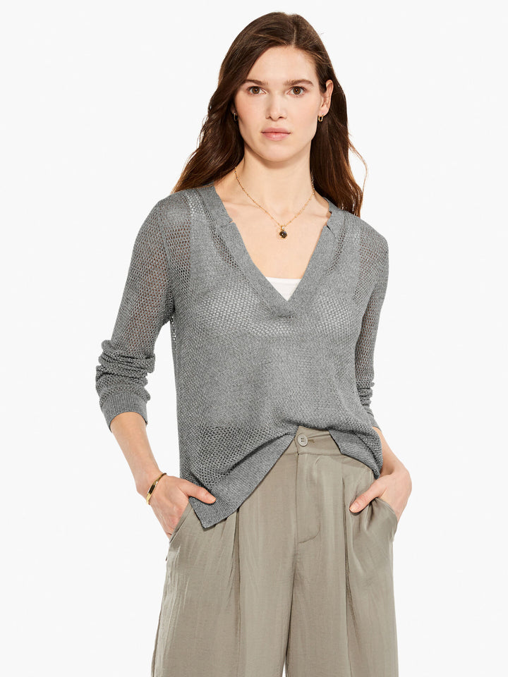 Mesh V-Neck Sweater M231116