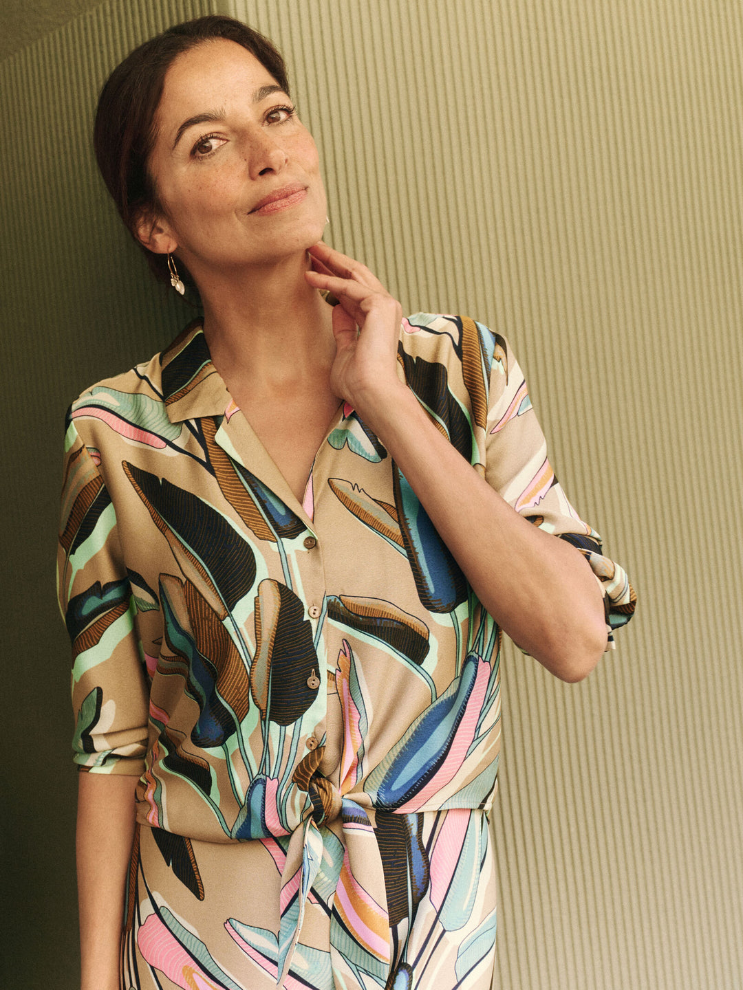 Leaf Tie Front Blouse M231634