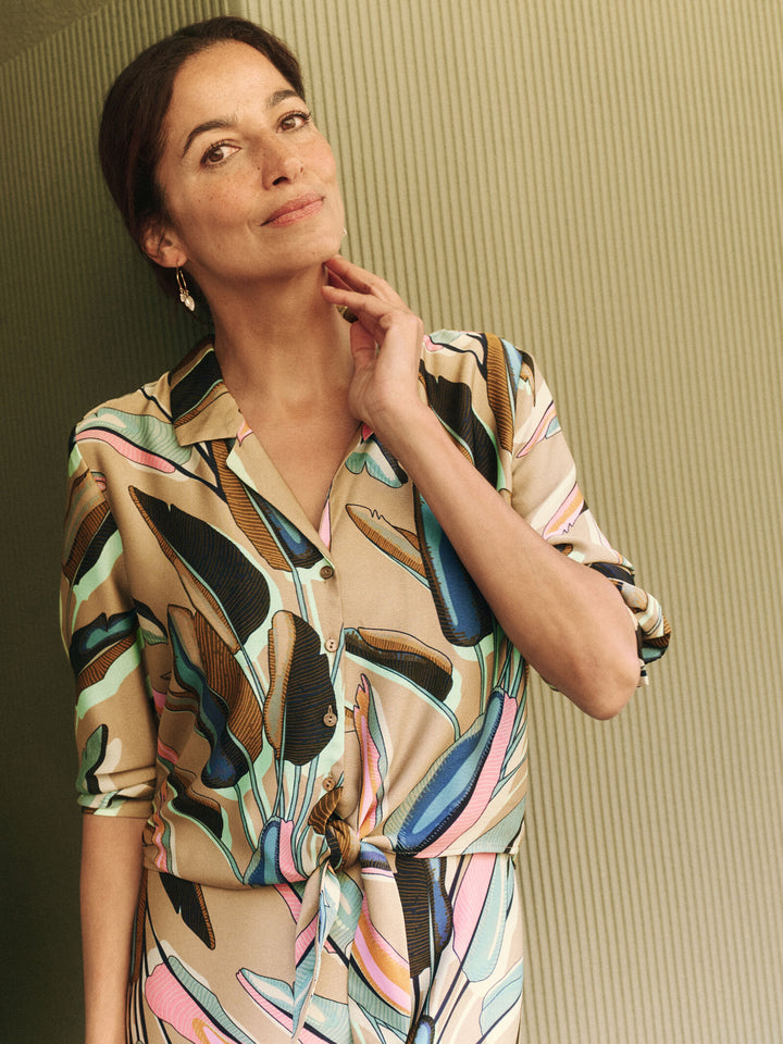 Leaf Tie Front Blouse M231634