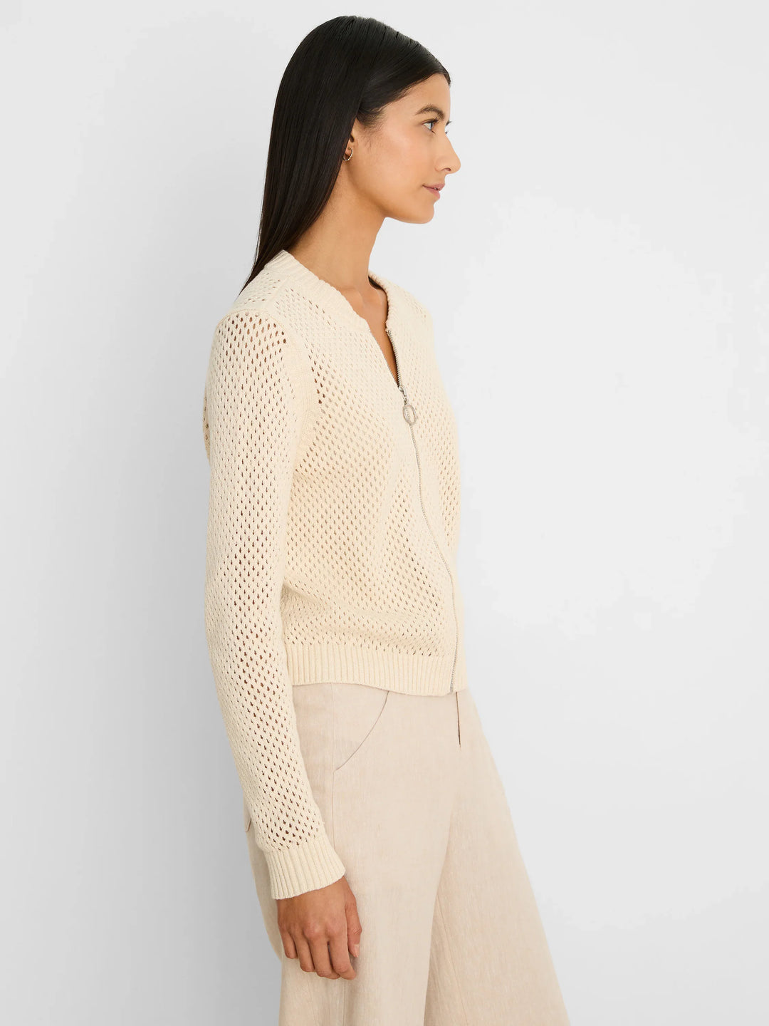 M261144 ZIP FRONT MESH CARDI