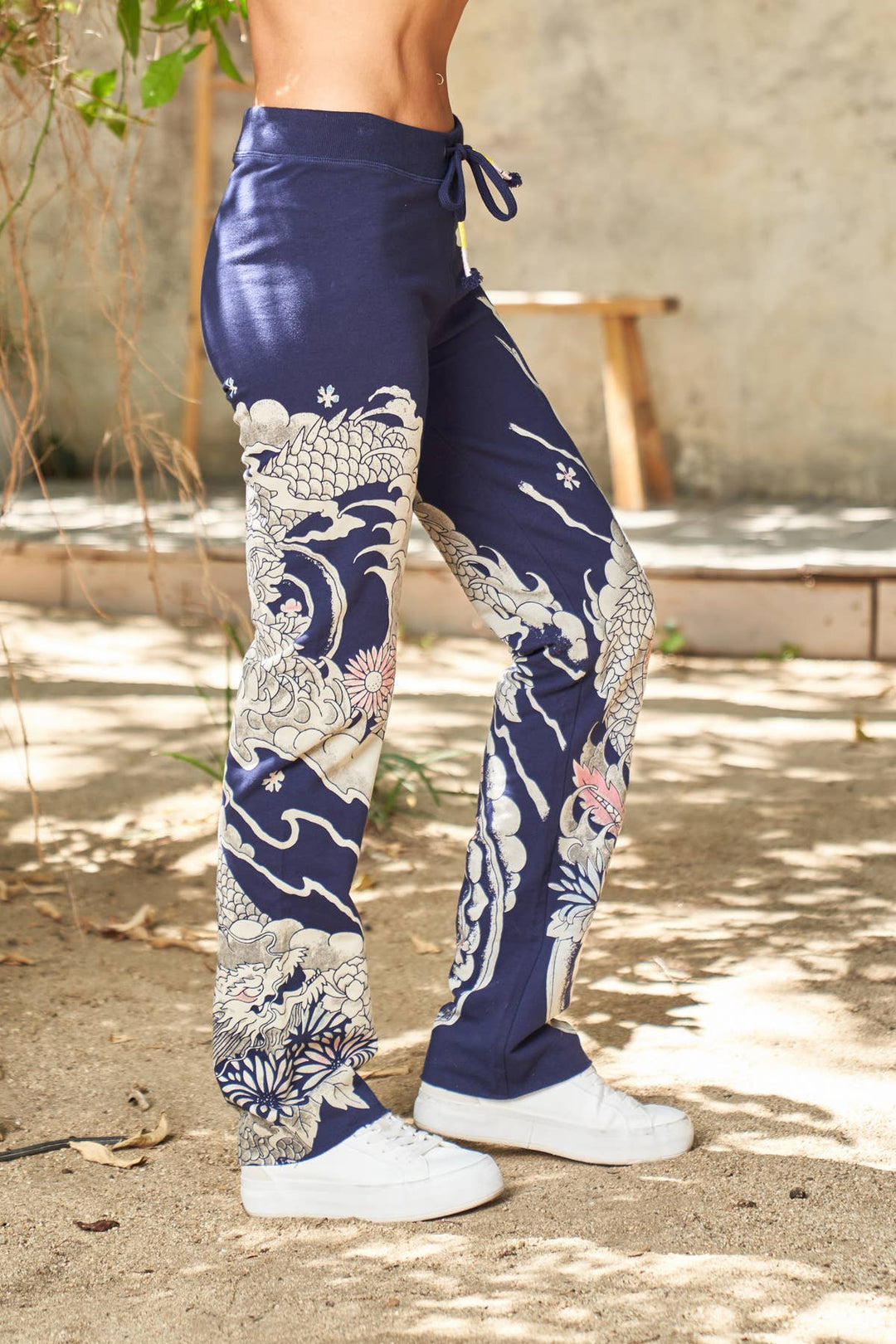 Dragon Print Pant: Navy / L
