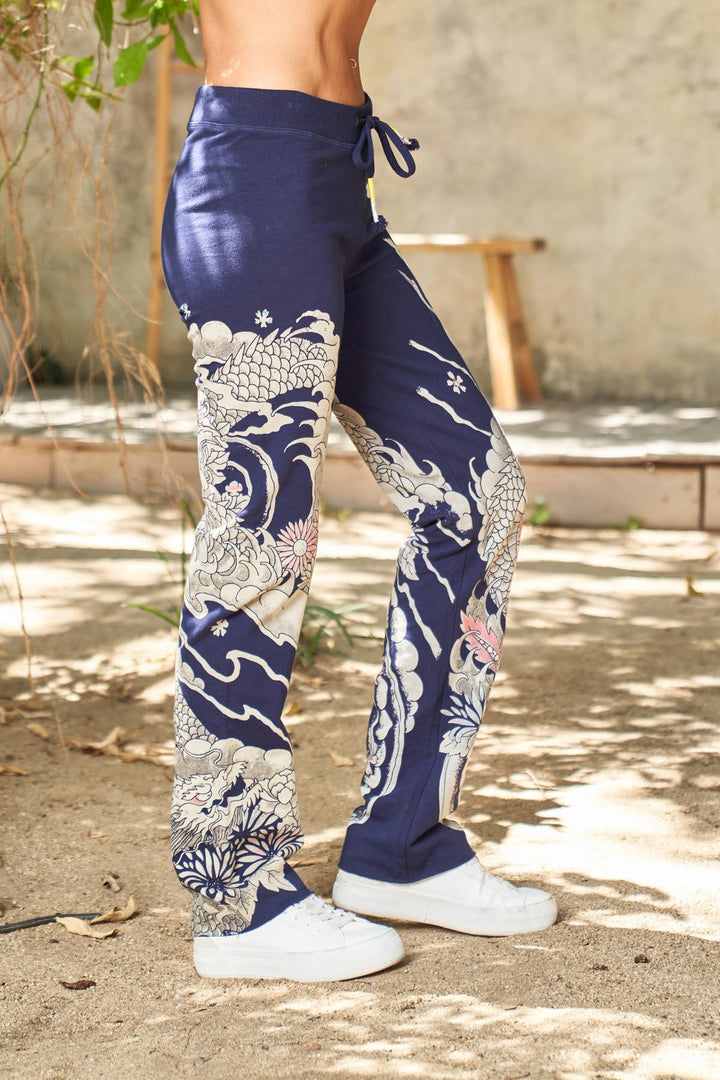 Dragon Print Pant: Navy / XL