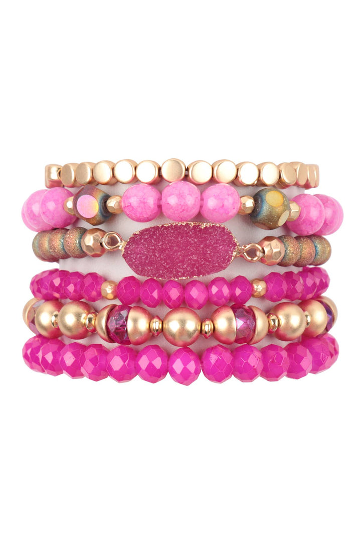 Druzy Stone Charm Bracelet Set: White