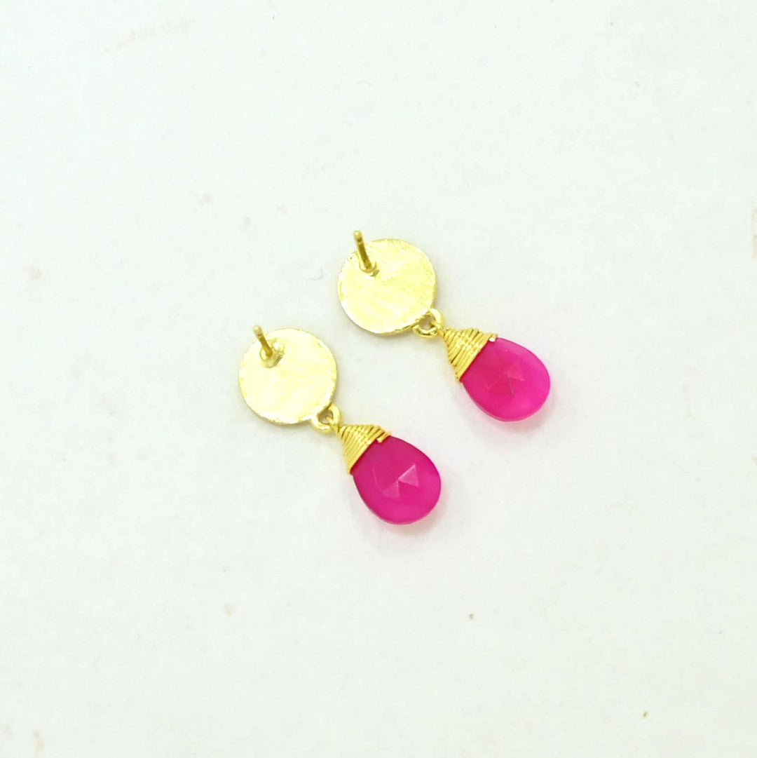 Abigail Earring Gold Plated - Pink Onyx
