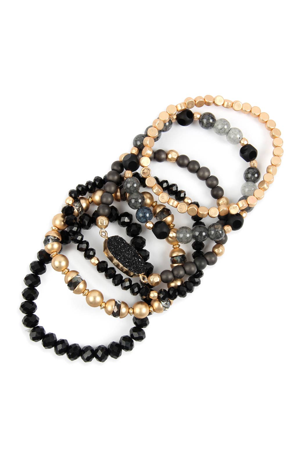 Druzy Stone Charm Bracelet Set: White