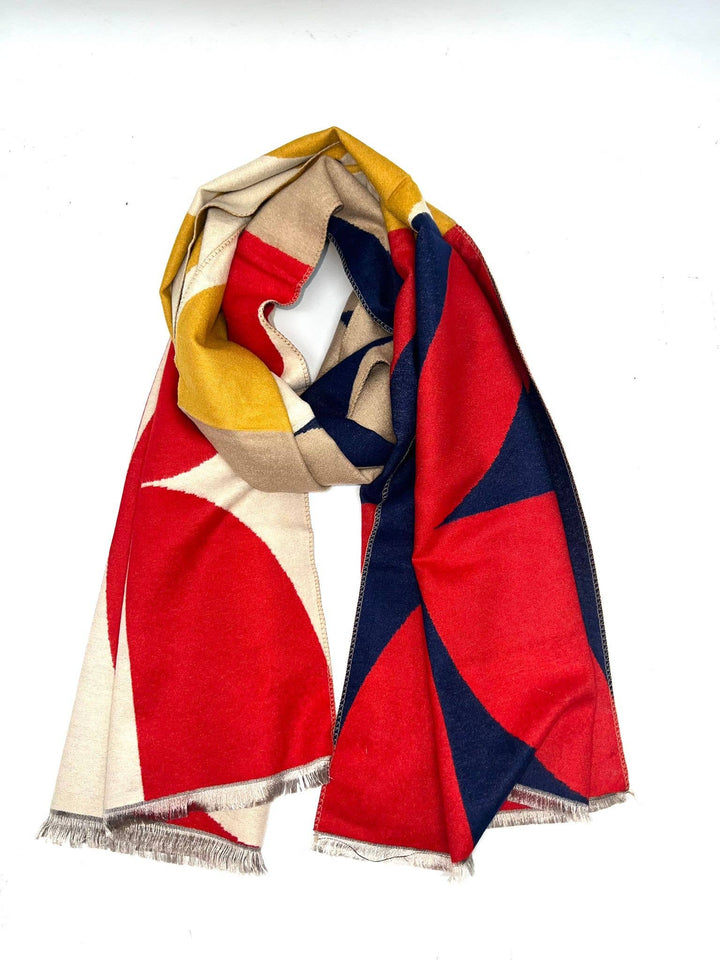 Chic Scarf with Geo Pattern: Red