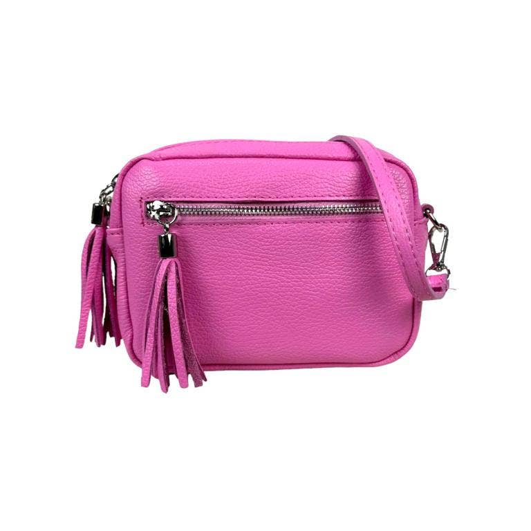 Leather shoulder bag with fringes: Toupe