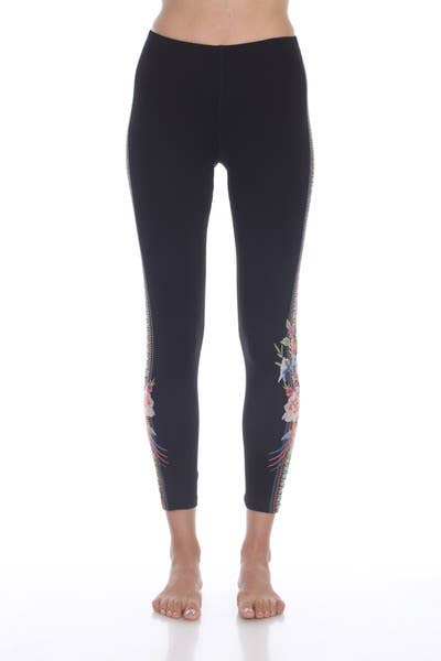 Stretch Legging with Embroid: Black / XL