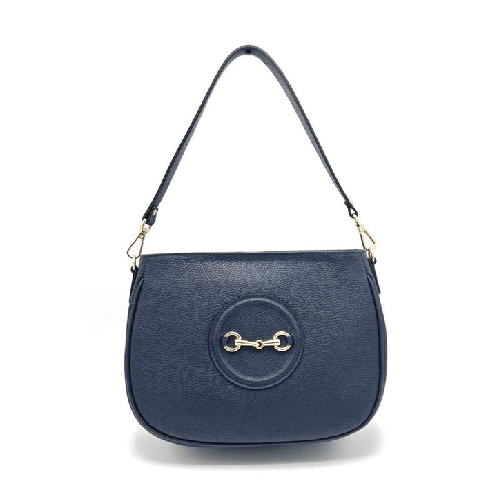 Horse bit Blk Leather Bag Made in Italy