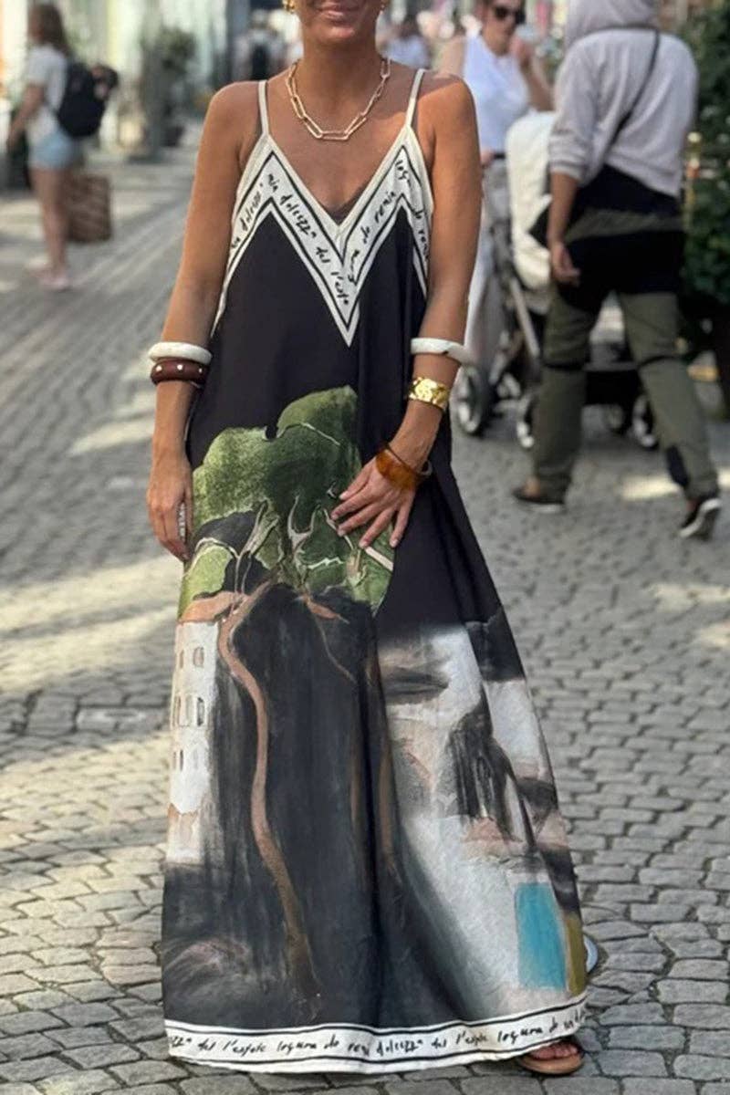 Print Maxi Dress: WHITE / XL