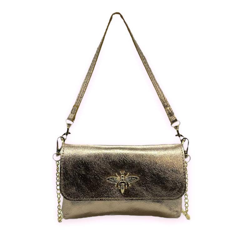 Leather Bag with Bee: Black