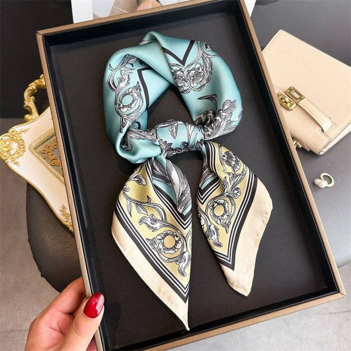 Sheer Trend - Fashion Print Square Scarf: BLUE