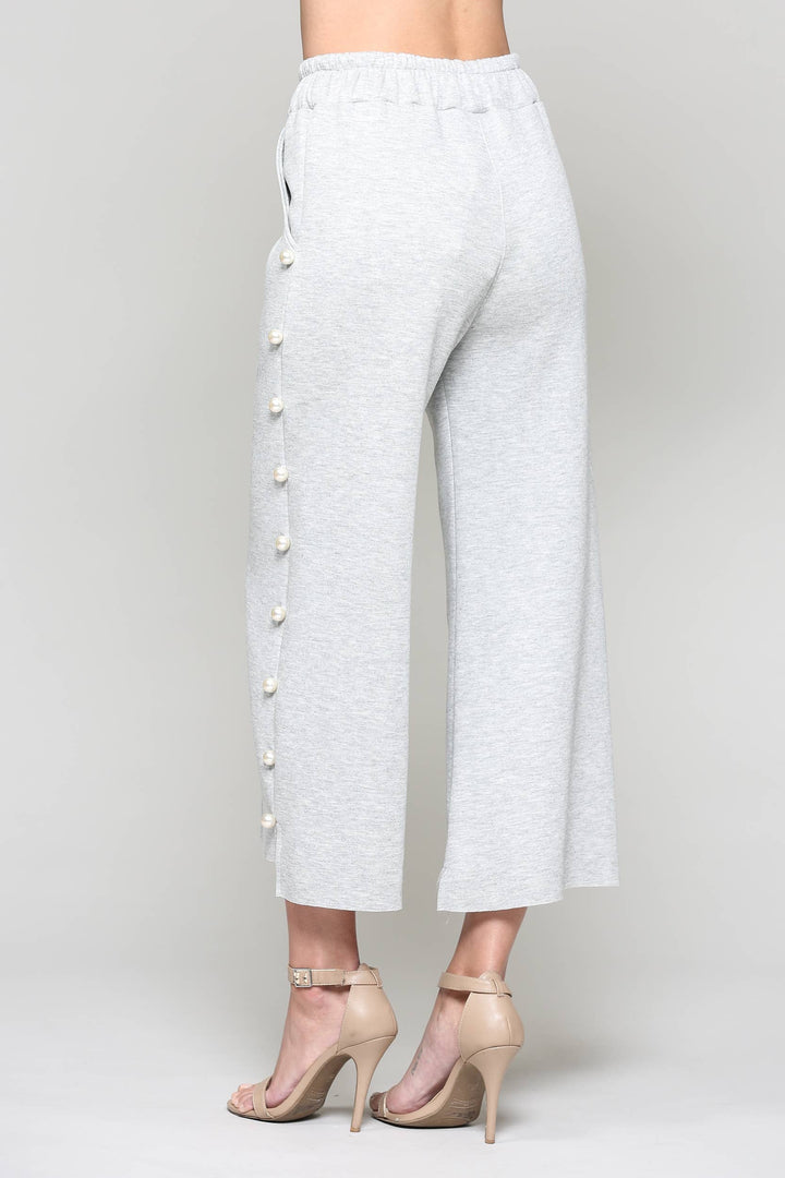 Farrah Scuba Pearl Long Pant: Black/ S
