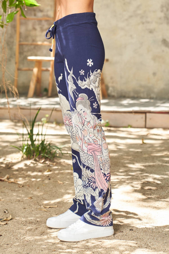 Dragon Print Pant: Navy / XL