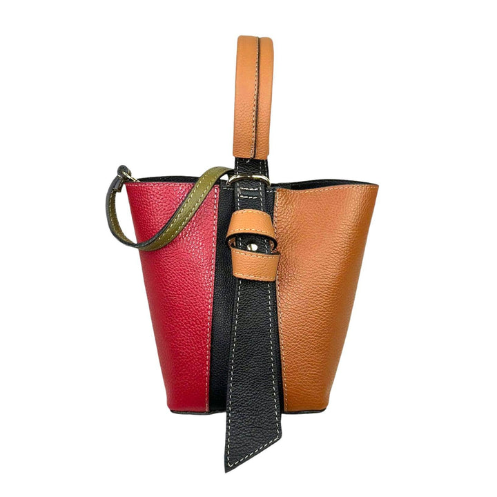 Multicolor Leather Bag:Black