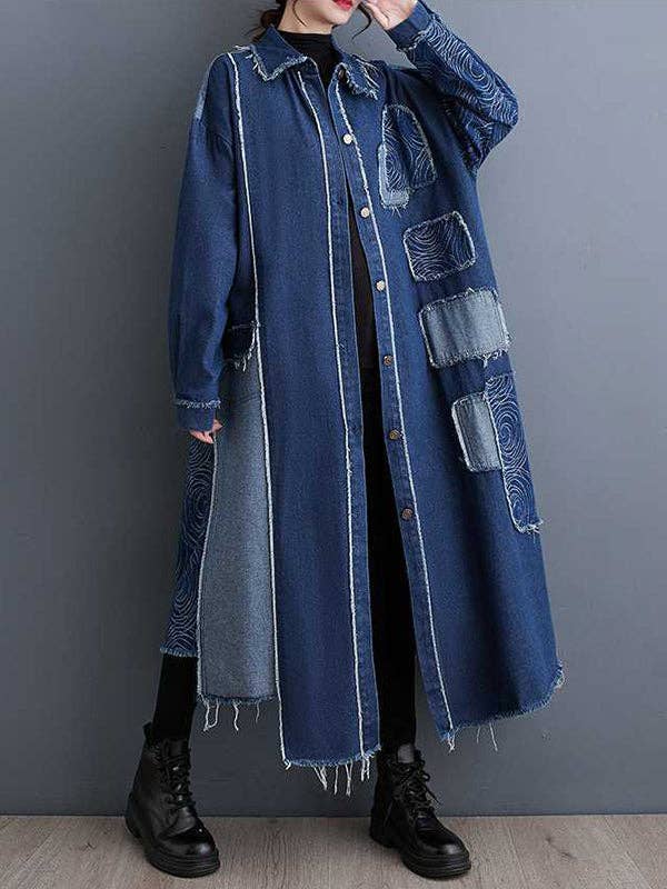 Asymmetric Button Duster: BLUE / O/S