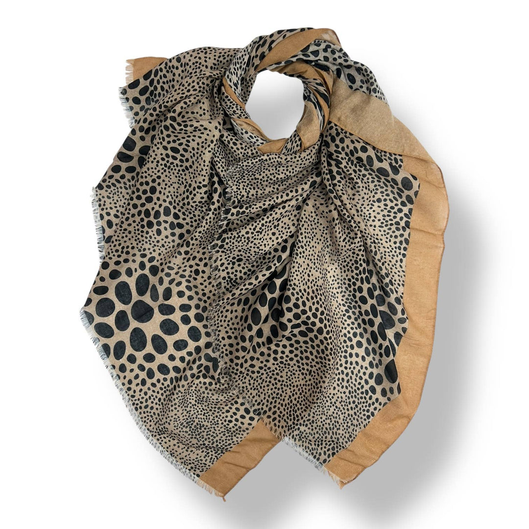 Leopard dots print scarf : Khaki