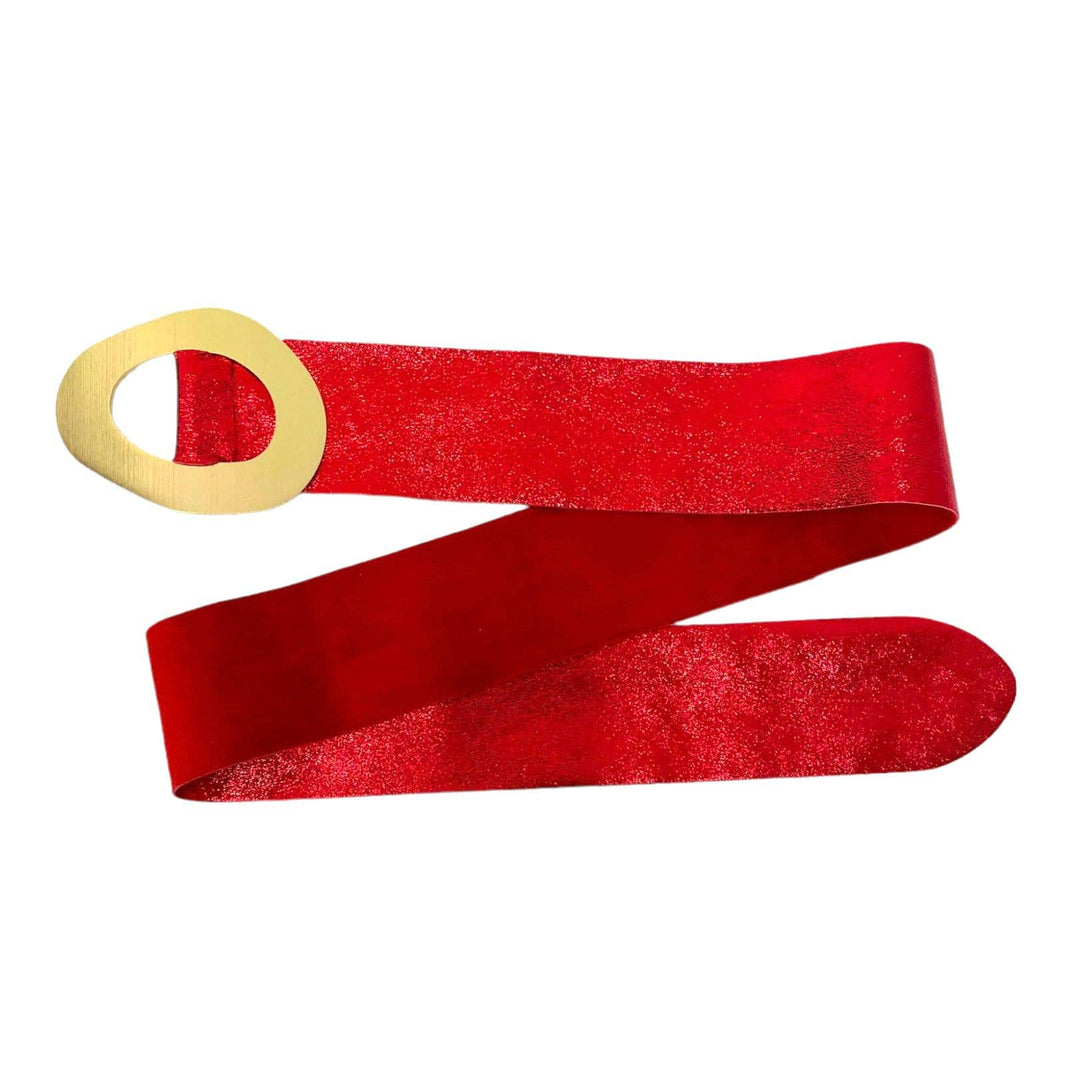 Metallic Leather Suede Belt buckle: Gold