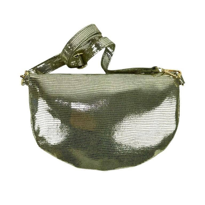 Italian Leather Waist Bag Large: Silver
