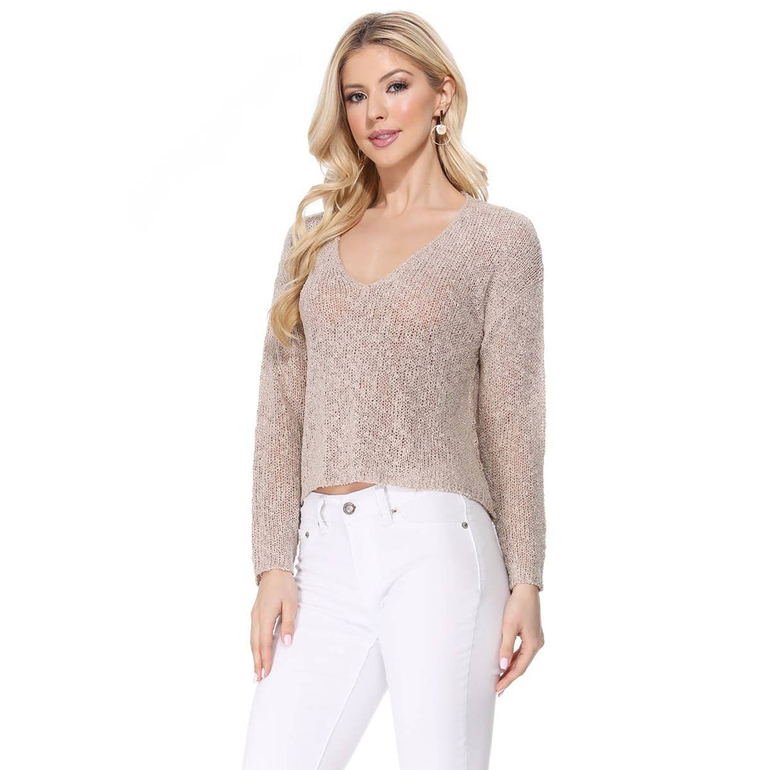 V-Neck Crop Pullover : BLK / M