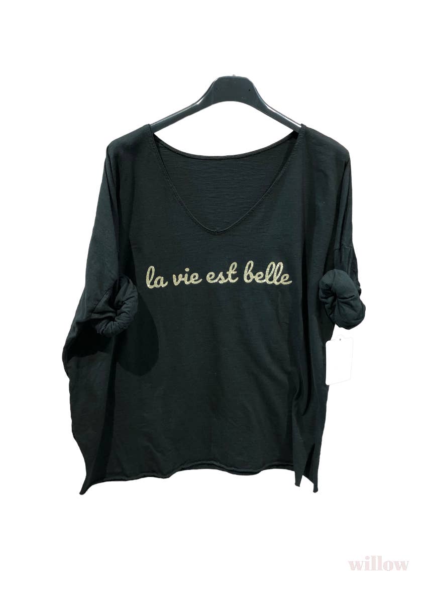 “Life is beautiful” cotton t-shirt: Coral