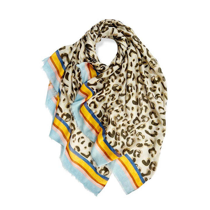 Leopard print with colourful border line: Blue