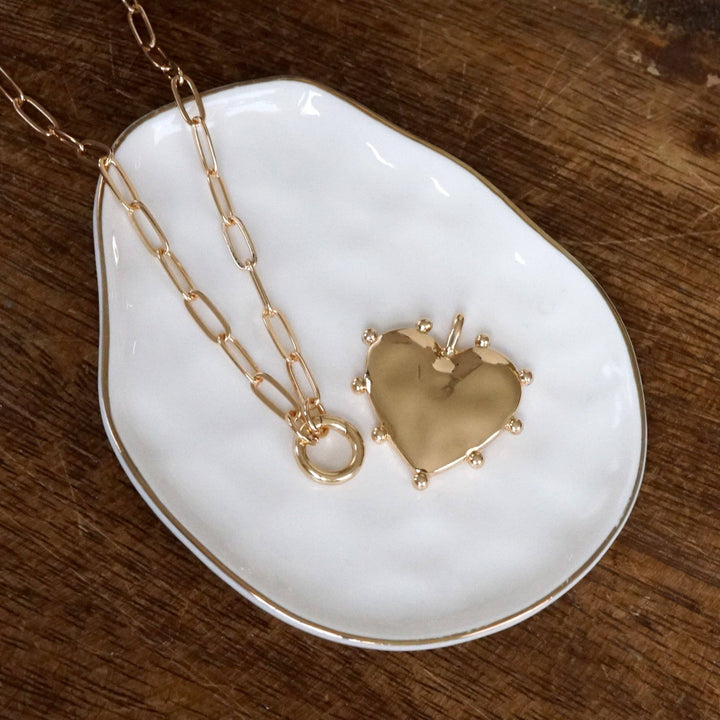 Modern  Heart Paperclip Neck - Gold