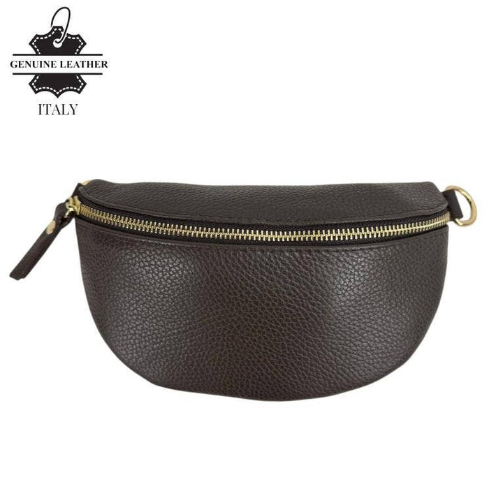 Italian Leather Waist Bag: Orange