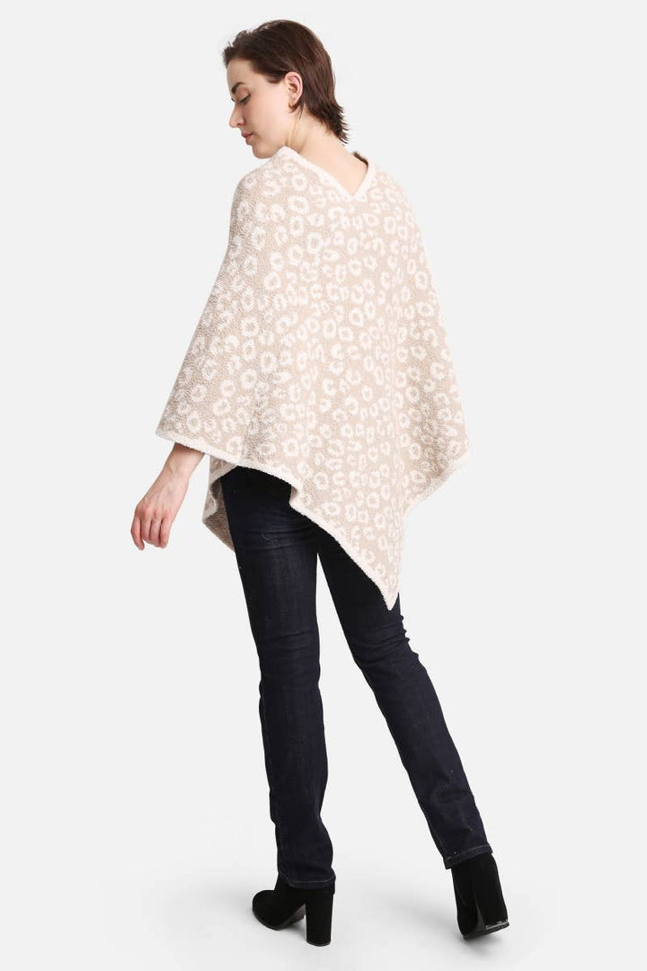 Leopard Poncho: COFFEE / ONE SIZE