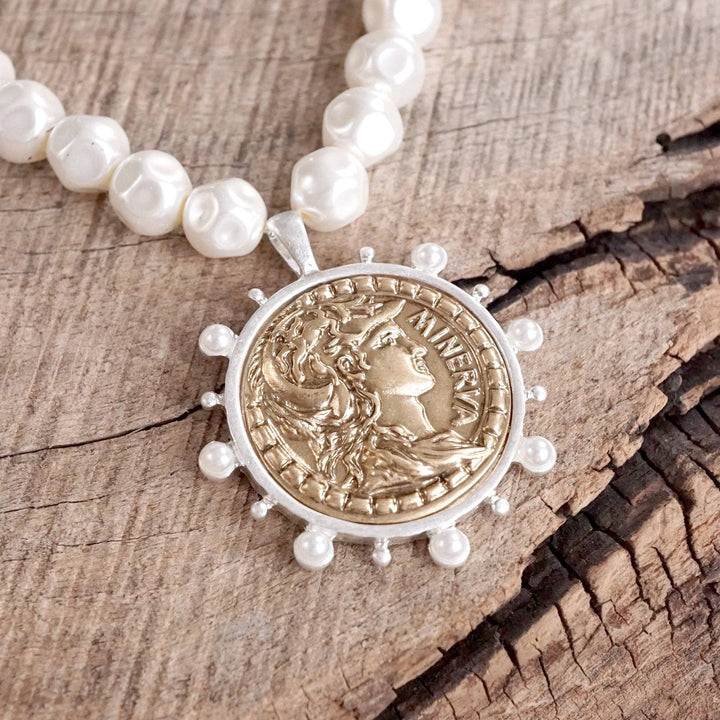 Coin and Pearl Neck – Gold and Silver