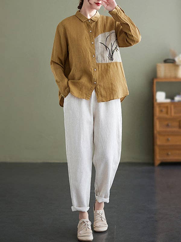 Embroidered  Tops: APRICOT / L