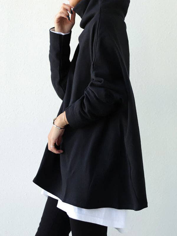 Black&Gray High Oversize T-Shirt: BLACK / L