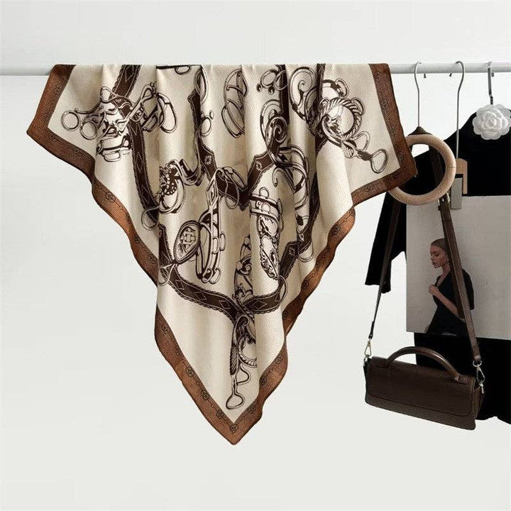 Floral Print Silk Scarf: BLACK